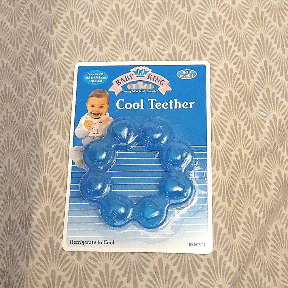 🍼Baby Silicone Circle Teether w Fruit Shaped Grips (Blue) 💙